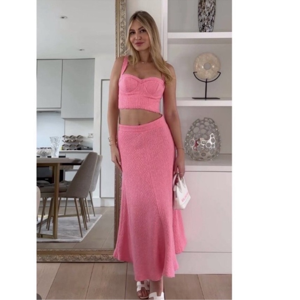 Zara Pink Knit Midi Skirt - Picture 4 of 8